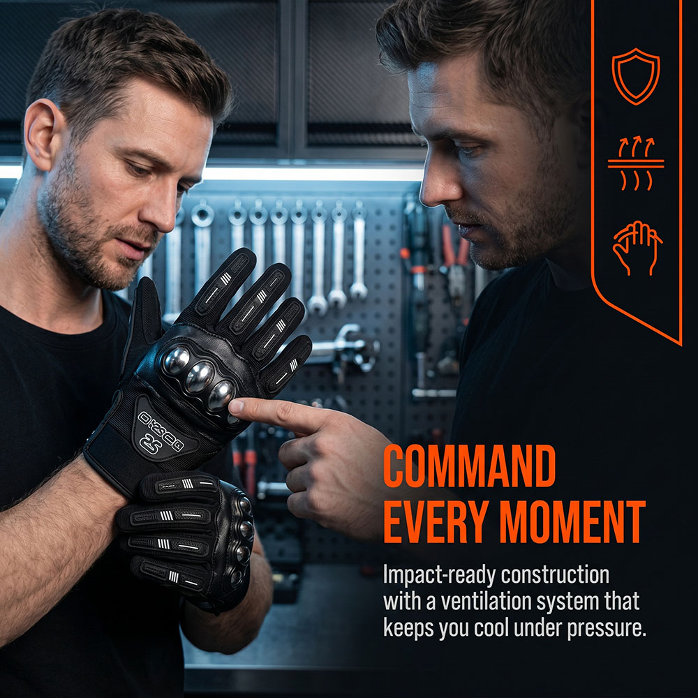 Motorcycle Glove Knuckle - Atmungsaktive MX-Motorradhandschuhe mit Hartknöchelschutz, Touchscreen-fähig, rutschfest,