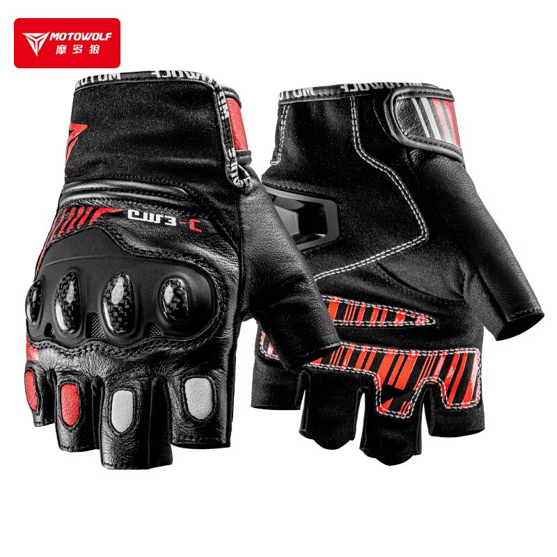 Motorcycle Glove Knuckle - Halbfinger-Motorradhandschuhe, harte Knöchel, Leder, Radfahren, MTB,